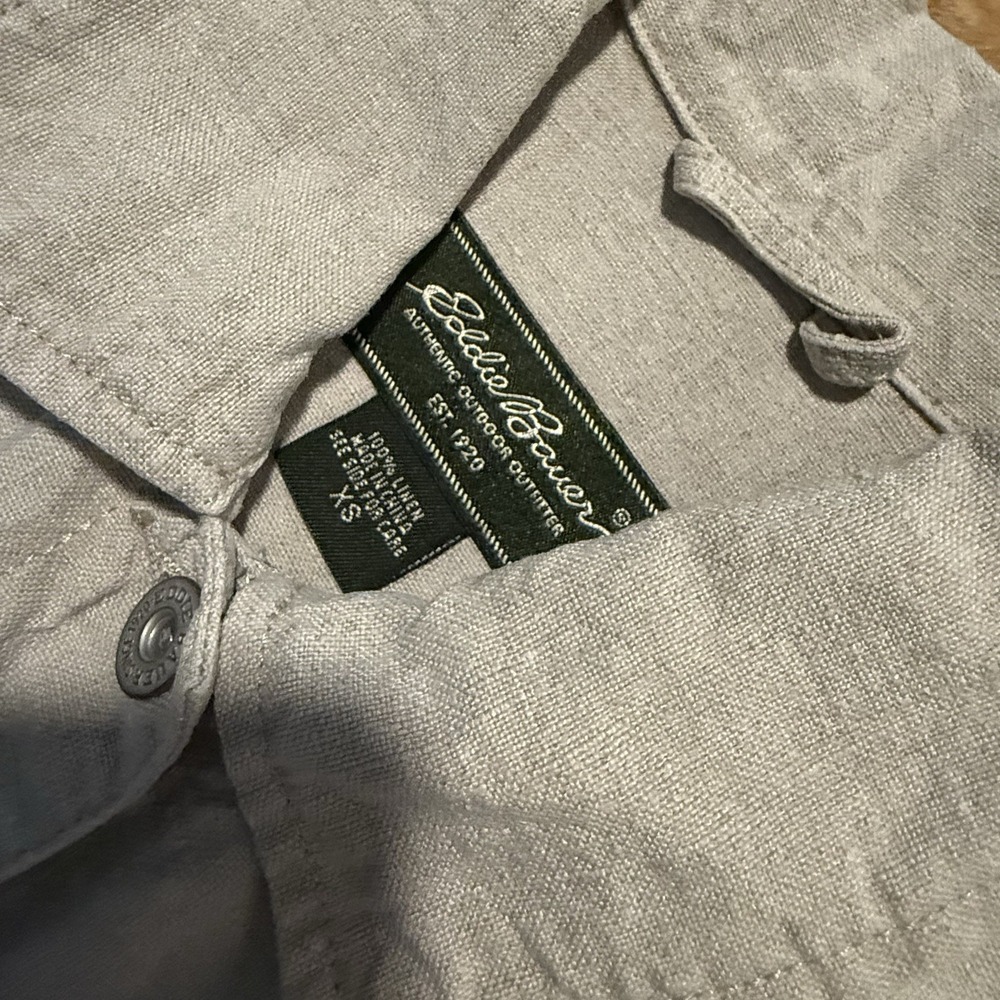 Eddie Bauer Jacket & Pants Linen Button Up Capri Women's Size XS 0